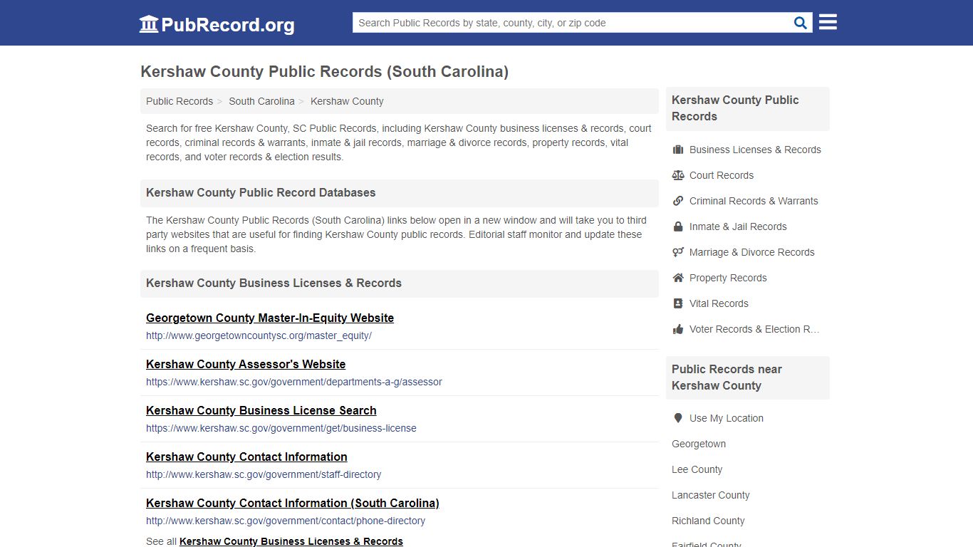 Kershaw County Public Records (South Carolina)