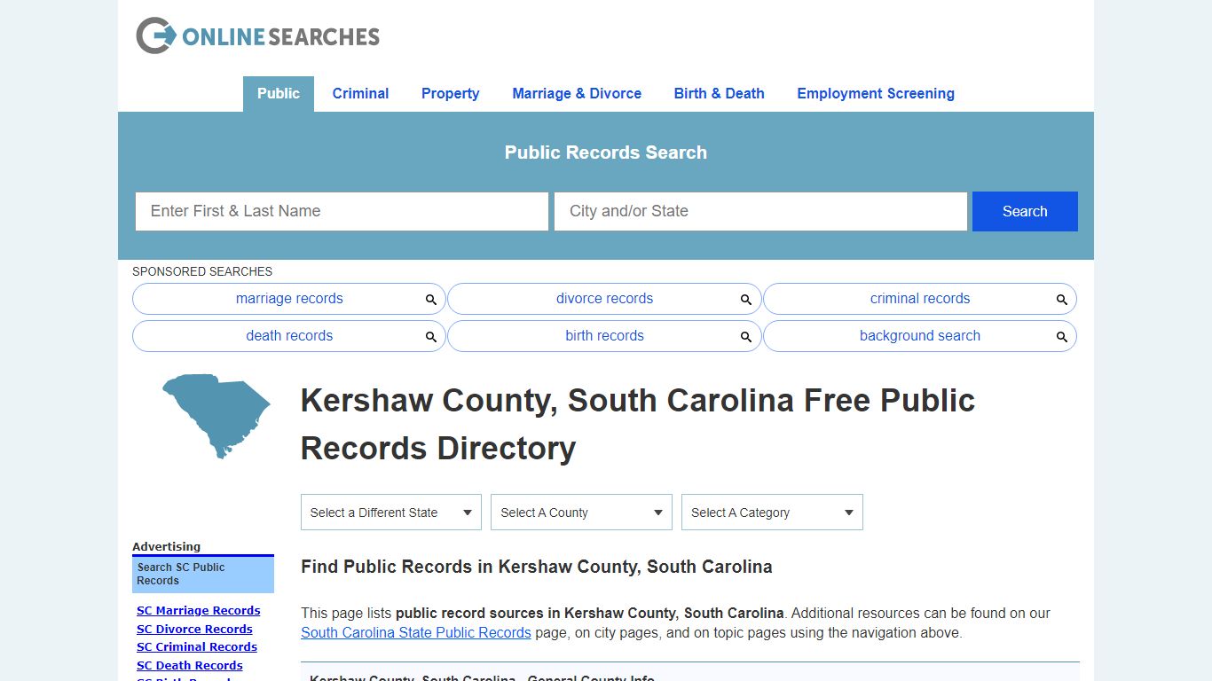 Kershaw County, South Carolina Public Records Directory