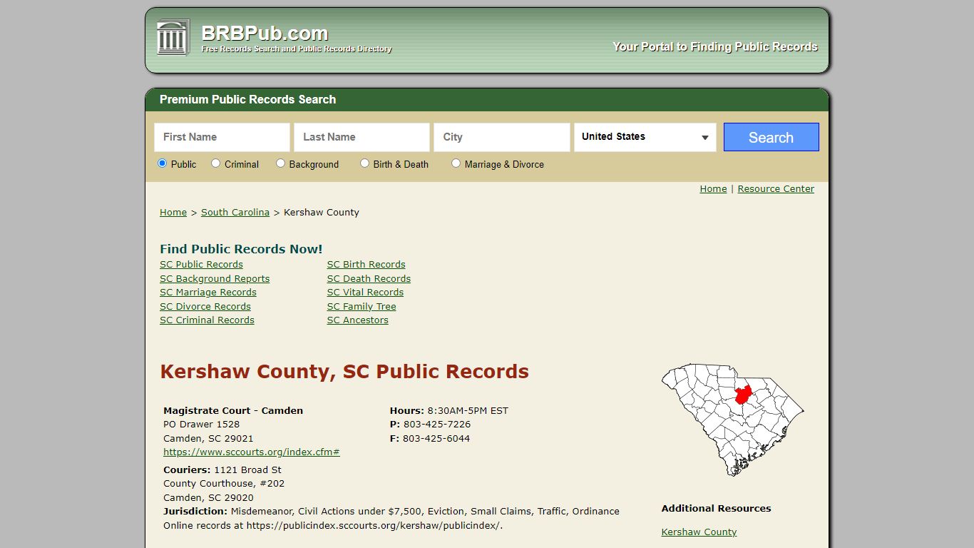 Kershaw County Public Records | Search South Carolina Government Databases